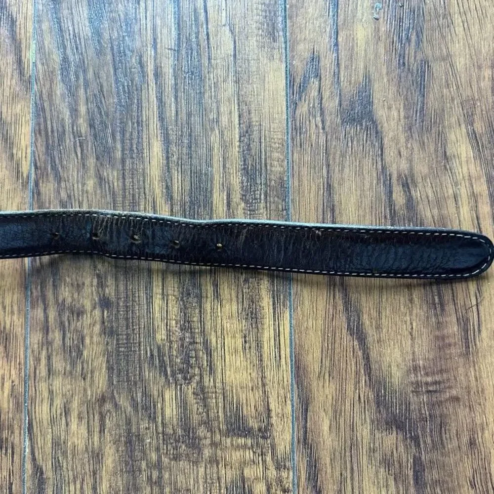 Maidas Houston Belt Strap Genuine Calf Leather Brown Snap On Distressed Mens 34